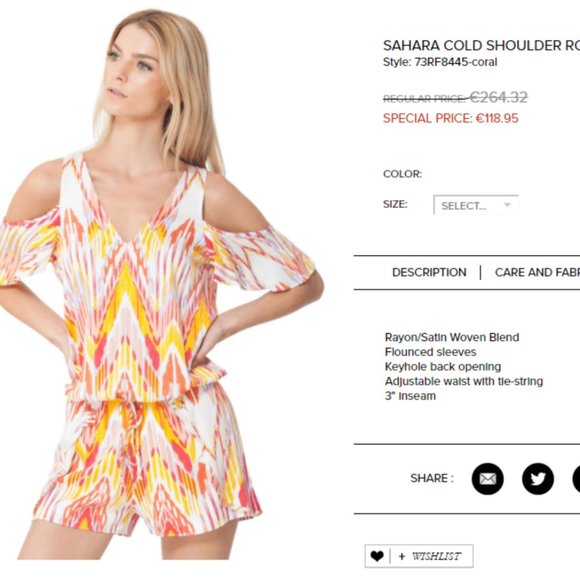 hale bob SAHARA COLD SHOULDER ROMPER - Picture 1 of 2